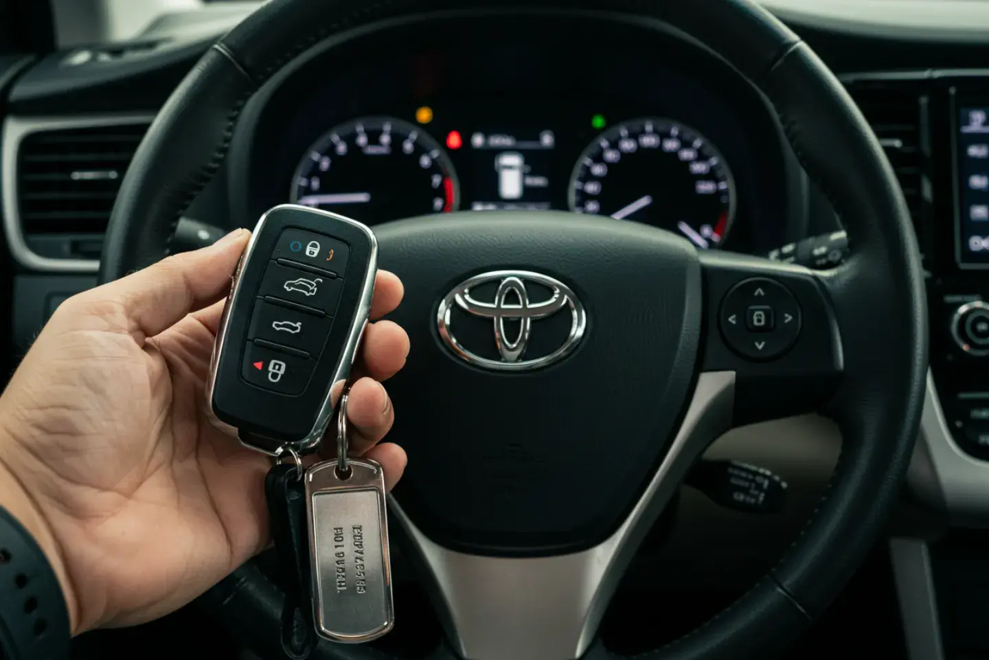 Toyota key replacement service – New key fob and traditional key for Toyota vehicles.